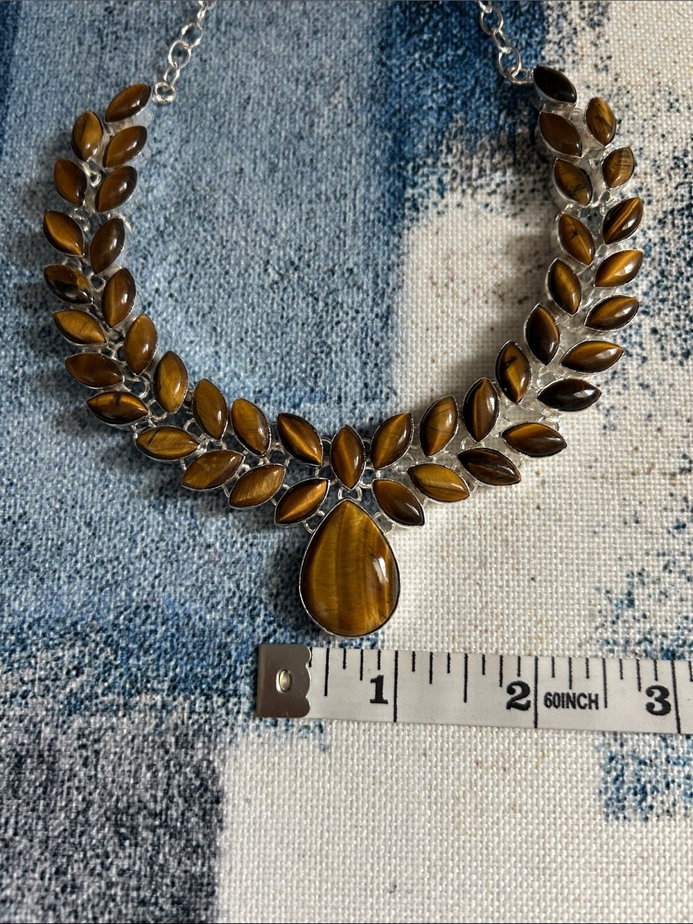 Sterling Silver Tigers Eye Gemstone Necklace - Picture 7 of 10